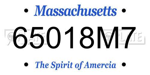 65018M7 Massachusetts License Plate