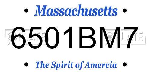 6501BM7 Massachusetts License Plate