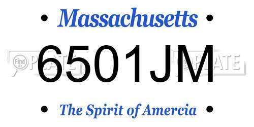 6501JM Massachusetts License Plate