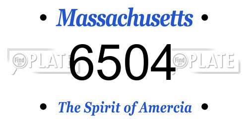 6504 Massachusetts License Plate