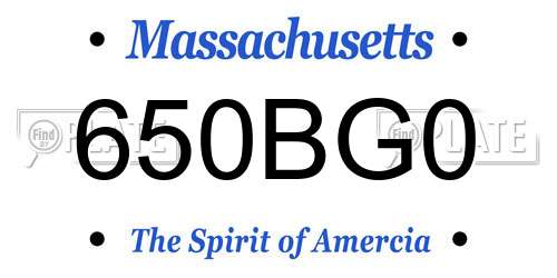 650BG0 Massachusetts License Plate