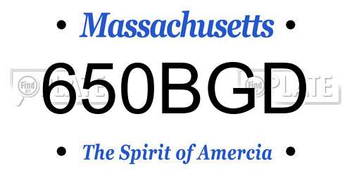 650BGD Massachusetts License Plate