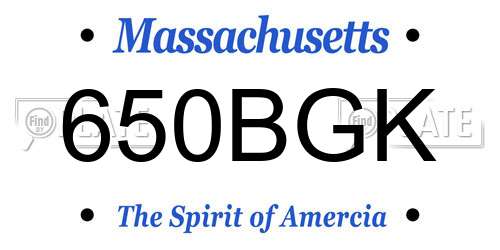 650BGK Massachusetts License Plate