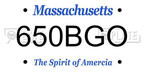 650BGO Massachusetts License Plate