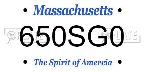 650SG0 Massachusetts License Plate