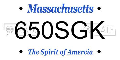 650SGK Massachusetts License Plate