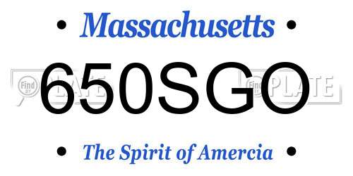 650SGO Massachusetts License Plate