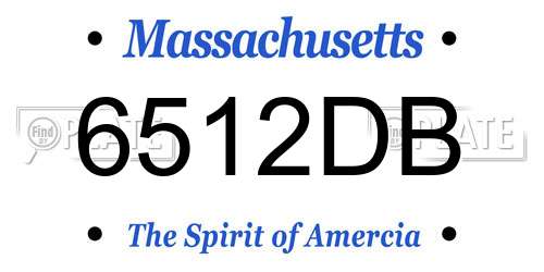 6512DB Massachusetts License Plate