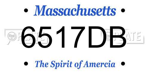 6517DB Massachusetts License Plate