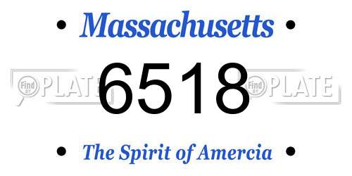 6518 Massachusetts License Plate