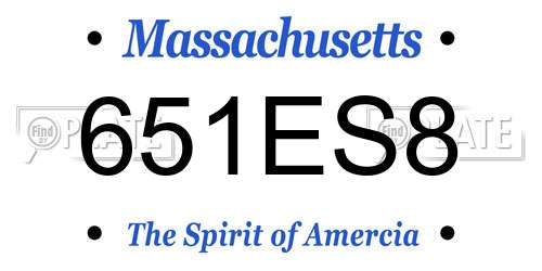 651ES8 Massachusetts License Plate