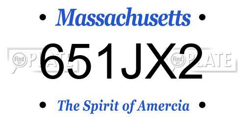 651JX2 Massachusetts License Plate
