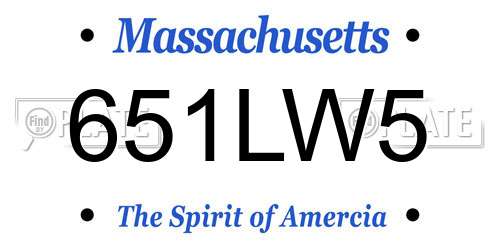 651LW5 Massachusetts License Plate