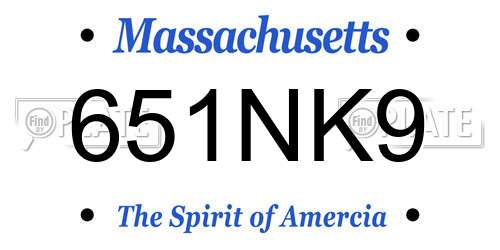 651NK9 Massachusetts License Plate