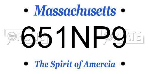 651NP9 Massachusetts License Plate