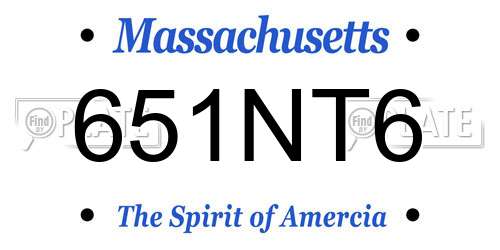651NT6 Massachusetts License Plate