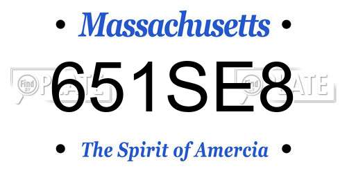 651SE8 Massachusetts License Plate