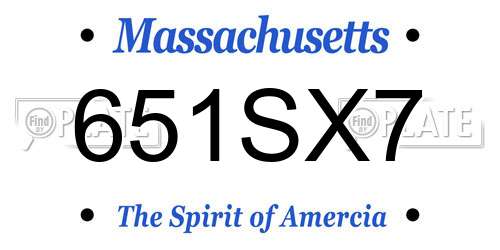 651SX7 Massachusetts License Plate