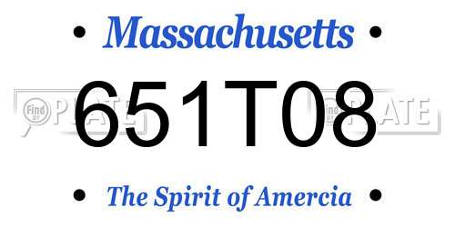 651T08 Massachusetts License Plate