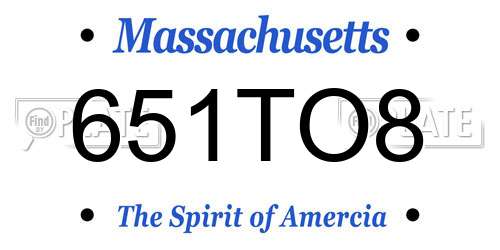 651TO8 Massachusetts License Plate
