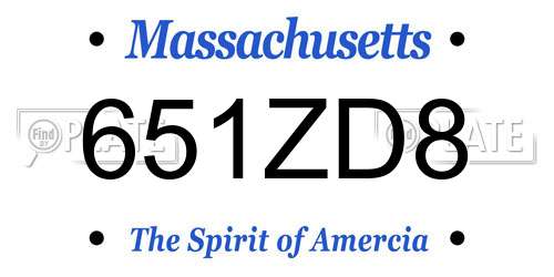 651ZD8 Massachusetts License Plate
