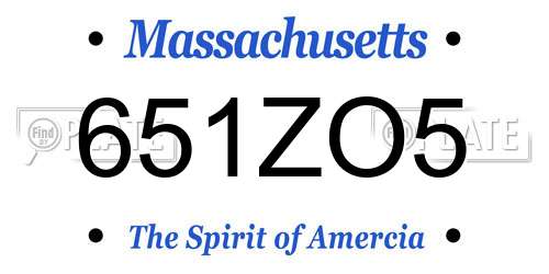 651ZO5 Massachusetts License Plate
