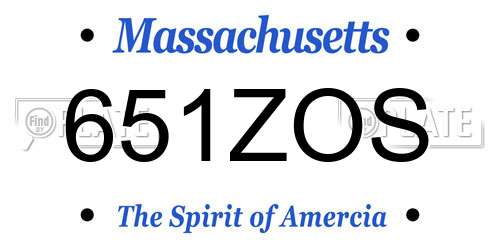 651ZOS Massachusetts License Plate