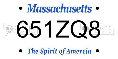 651ZQ8 Massachusetts License Plate