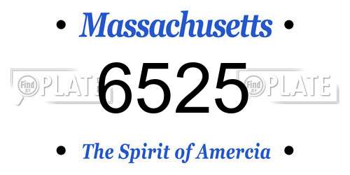 6525 Massachusetts License Plate