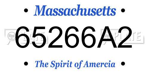 65266A2 Massachusetts License Plate