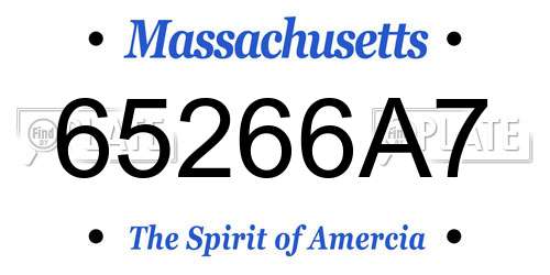 65266A7 Massachusetts License Plate
