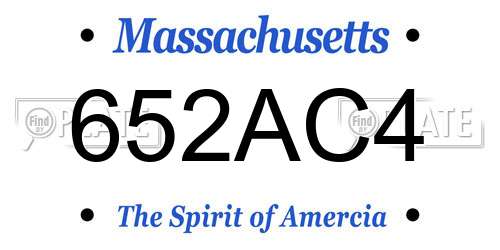 652AC4 Massachusetts License Plate