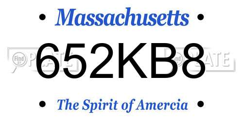 652KB8 Massachusetts License Plate
