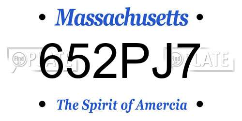 652PJ7 Massachusetts License Plate