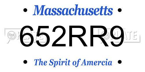 652RR9 Massachusetts License Plate