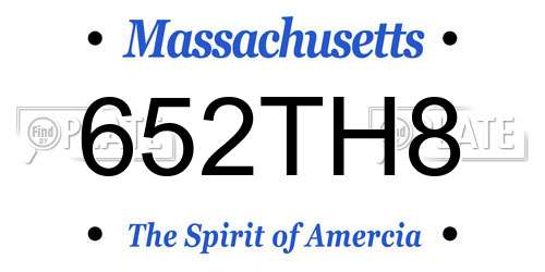 652TH8 Massachusetts License Plate