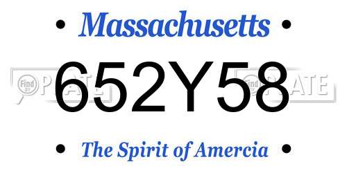 652Y58 Massachusetts License Plate