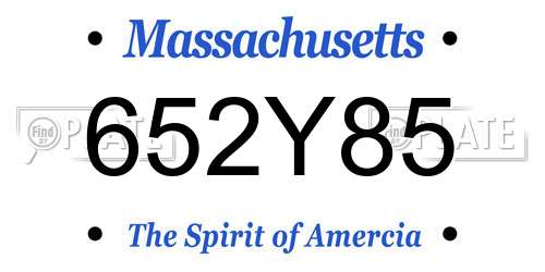 652Y85 Massachusetts License Plate
