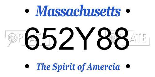 652Y88 Massachusetts License Plate