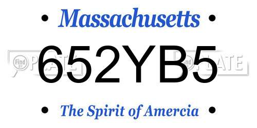 652YB5 Massachusetts License Plate