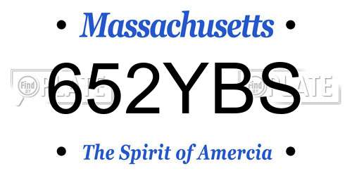 652YBS Massachusetts License Plate