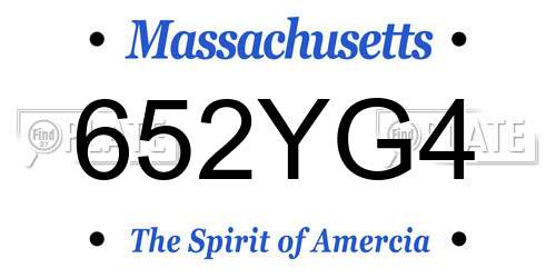 652YG4 Massachusetts License Plate