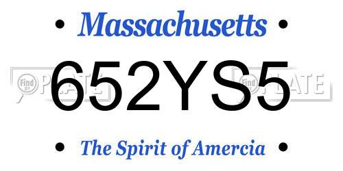 652YS5 Massachusetts License Plate