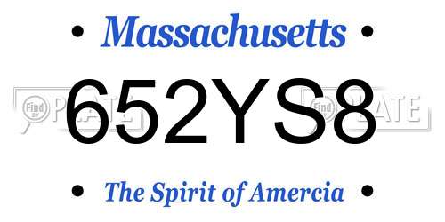 652YS8 Massachusetts License Plate