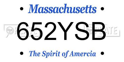 652YSB Massachusetts License Plate