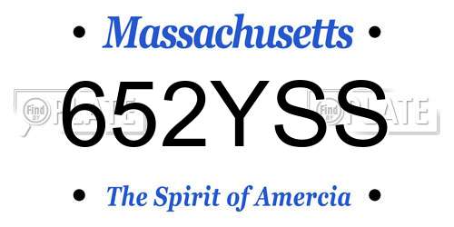 652YSS Massachusetts License Plate