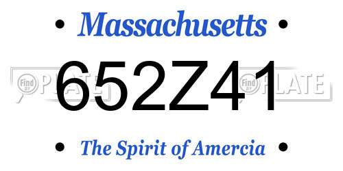 652Z41 Massachusetts License Plate