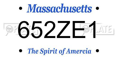652ZE1 Massachusetts License Plate