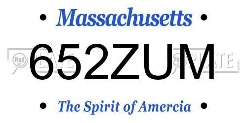 652ZUM Massachusetts License Plate