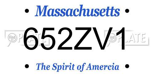 652ZV1 Massachusetts License Plate